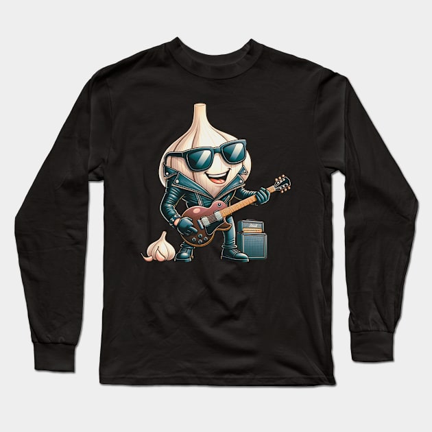 Rock 'n' Roll Garlic - The Flavorful Music Icon Long Sleeve T-Shirt by vk09design